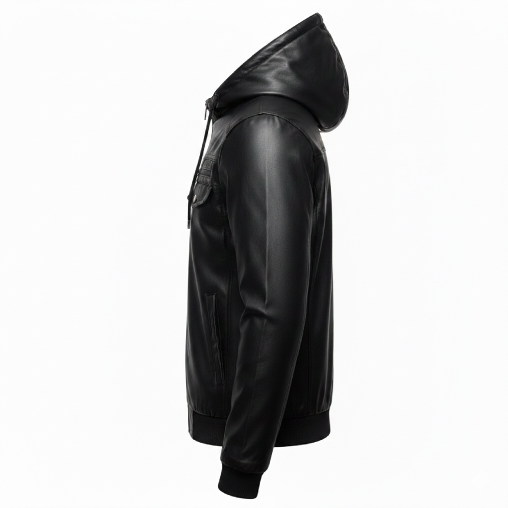 Men's Hooded Leather Jacket