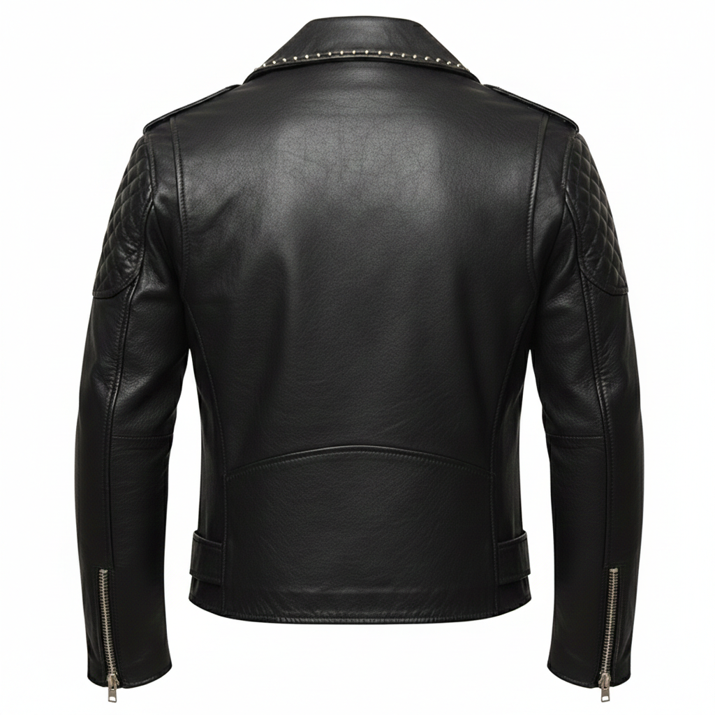 Men's Black Leather Biker Jacket