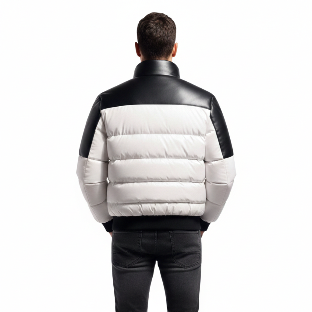 Men's Leather Puffer Jacket