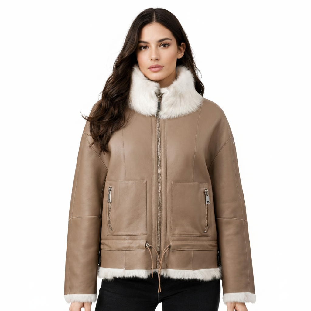 Women's Aurora Shearling-Trimmed Aviator Jacket