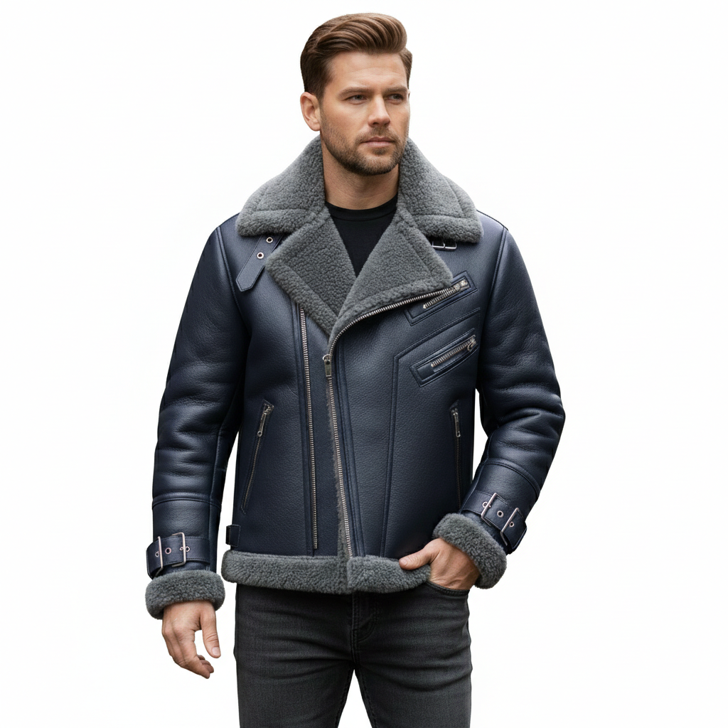Men's Shearling Aviator Leather Jacket