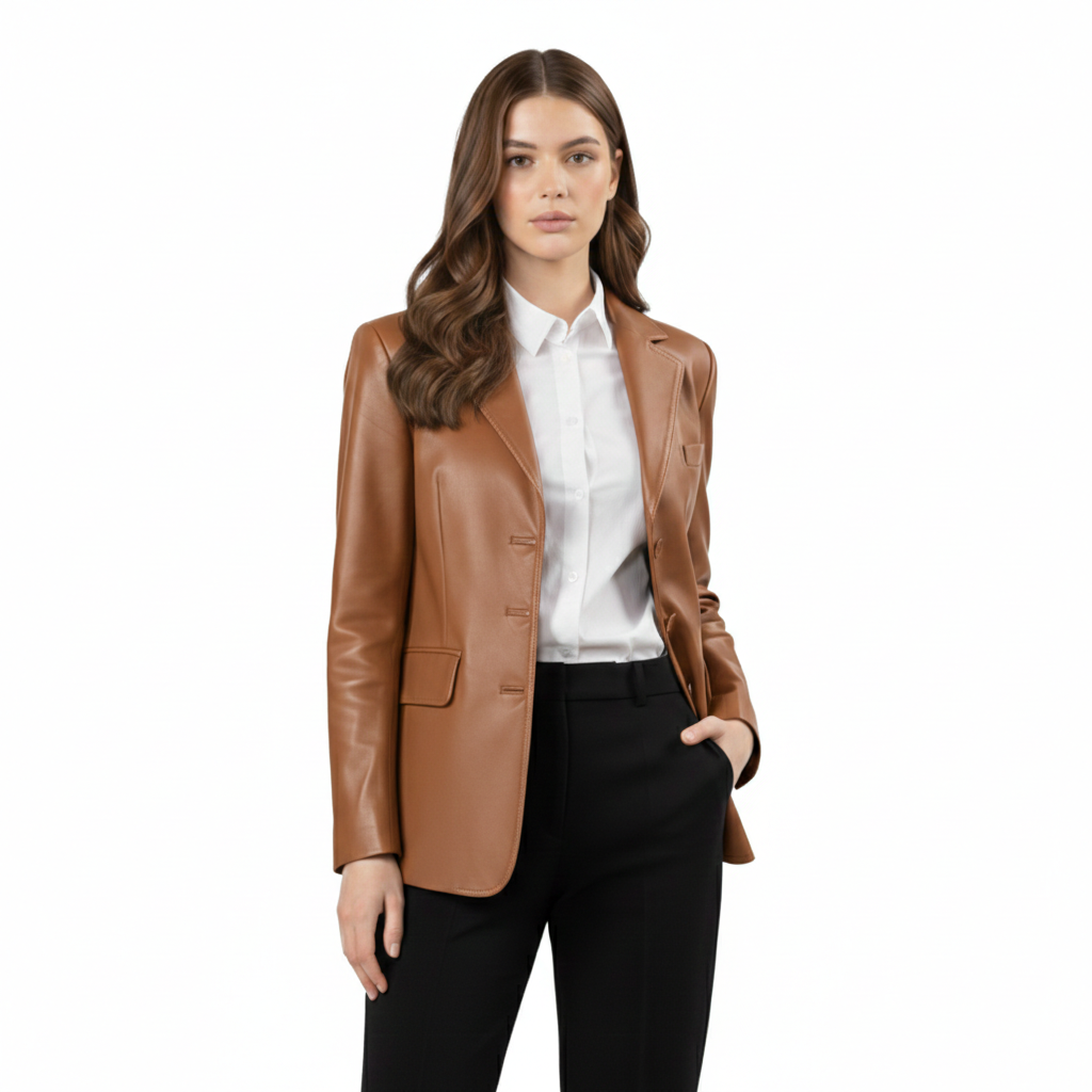 Women's Tailored Leather Blazer