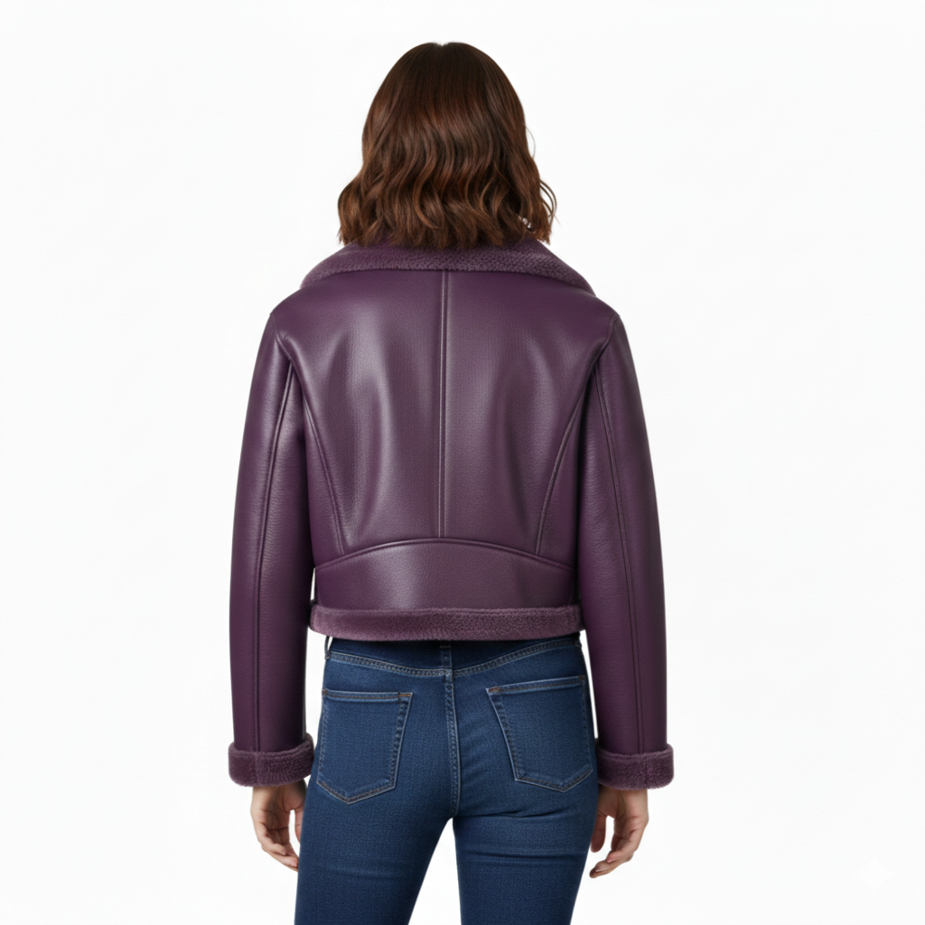 Women's Violette Cropped Shearling Aviator Jacket