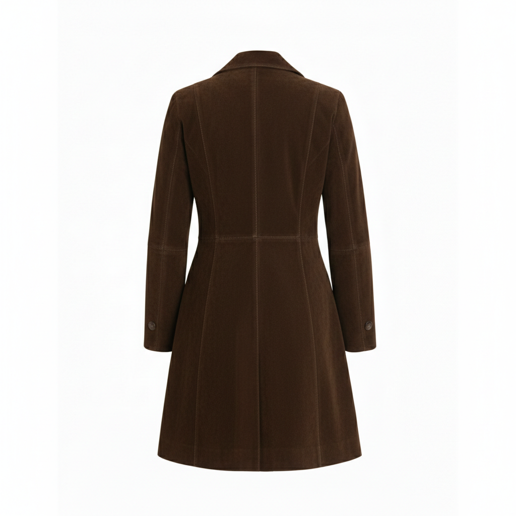 Women's Espresso Suede Long Coat