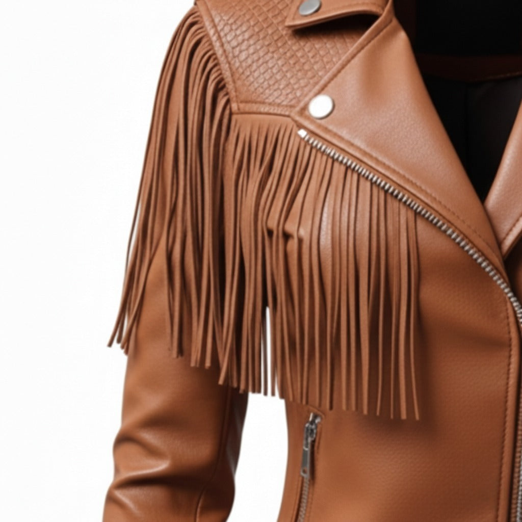 Women's Fringe Moto Leather Jacket