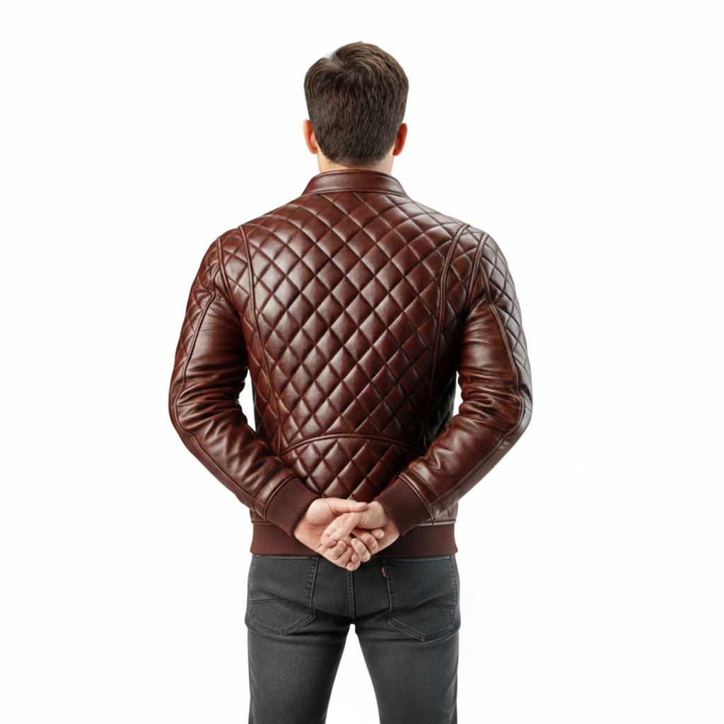 Men's Diamond-Quilted Leather Biker Jacket