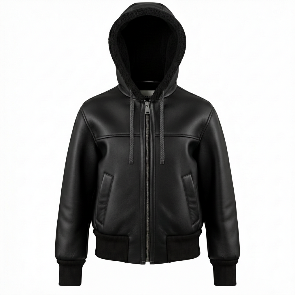 Women's Shearling-Lined hooded Leather jacket