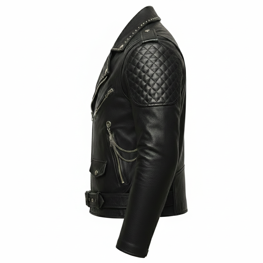Men's Black Leather Biker Jacket