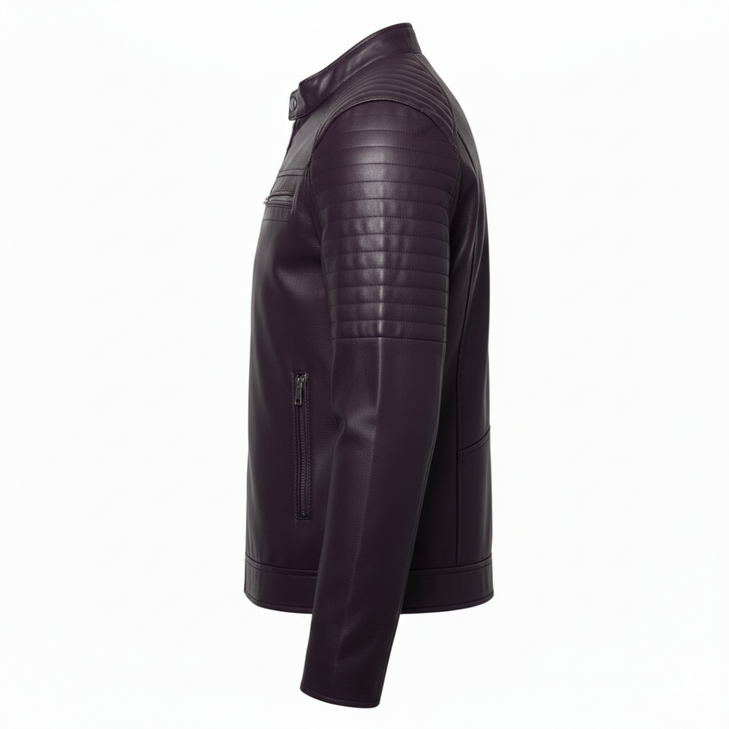 Men's Plum Cafe Racer Leather Jacket