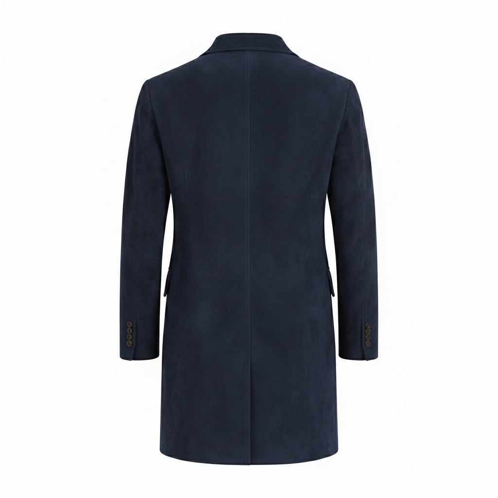Men's Midnight Blue Suede Long coat