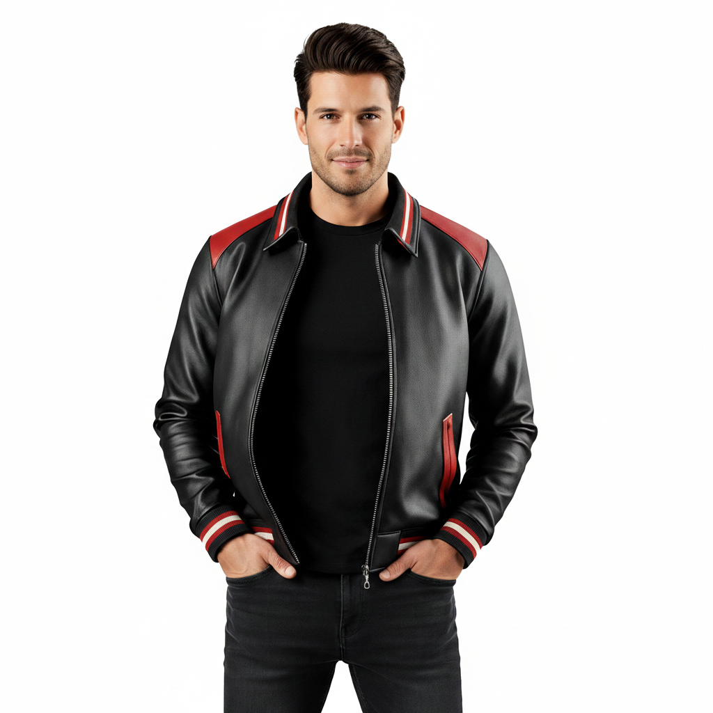 Men's Crimson Apex Racer Leather Jacket