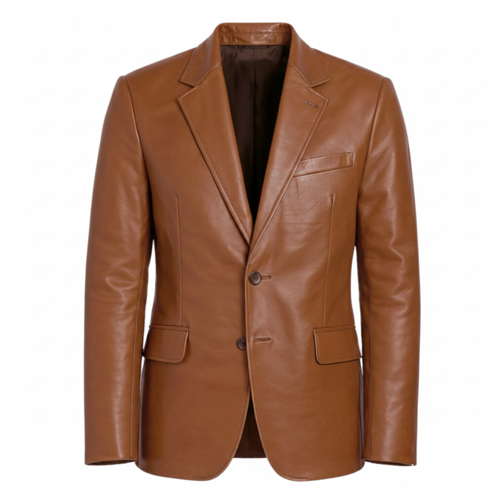 Men's Cognac Heritage Leather Blazer