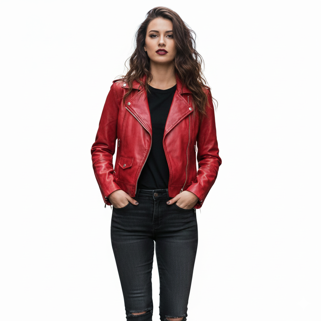 Women's Leather Biker Jacket