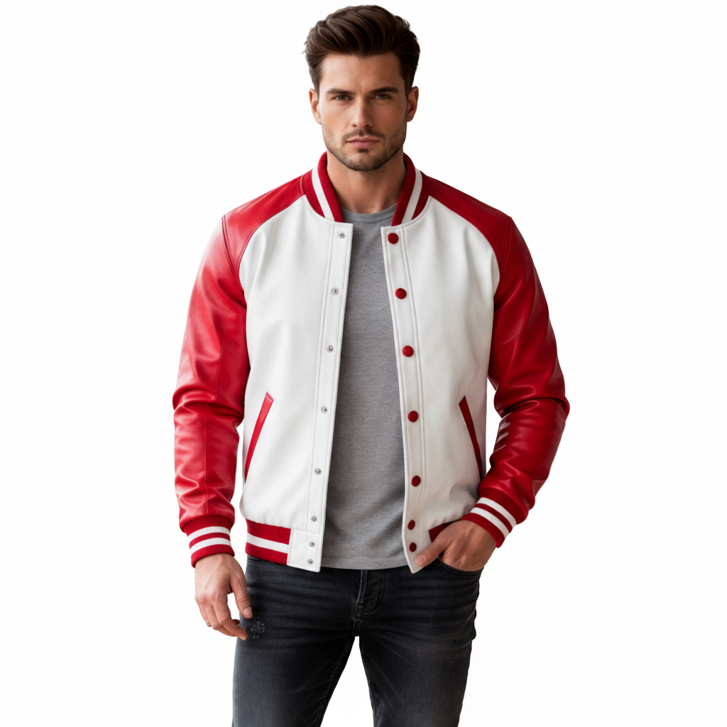 Men's Varsity Bomber Leather Jacket