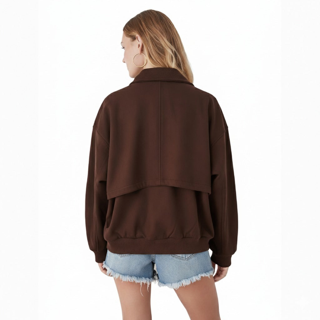 Women's Suede Oversized Bomber Jacket