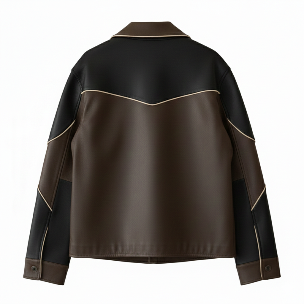 Women's Paneled Oversized Leather Jacket