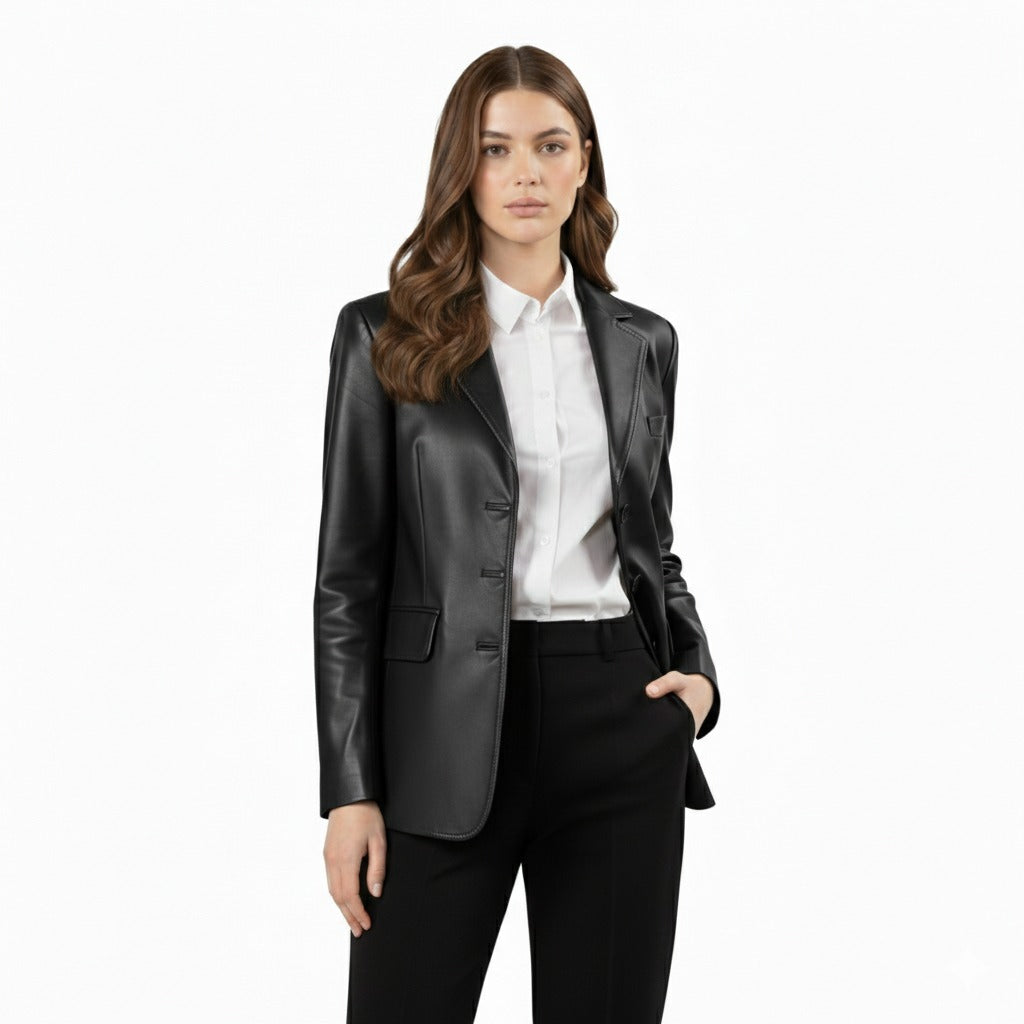 Women's Tailored Leather Blazer