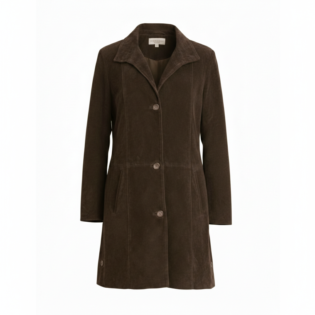 Women's Espresso Suede Long Coat