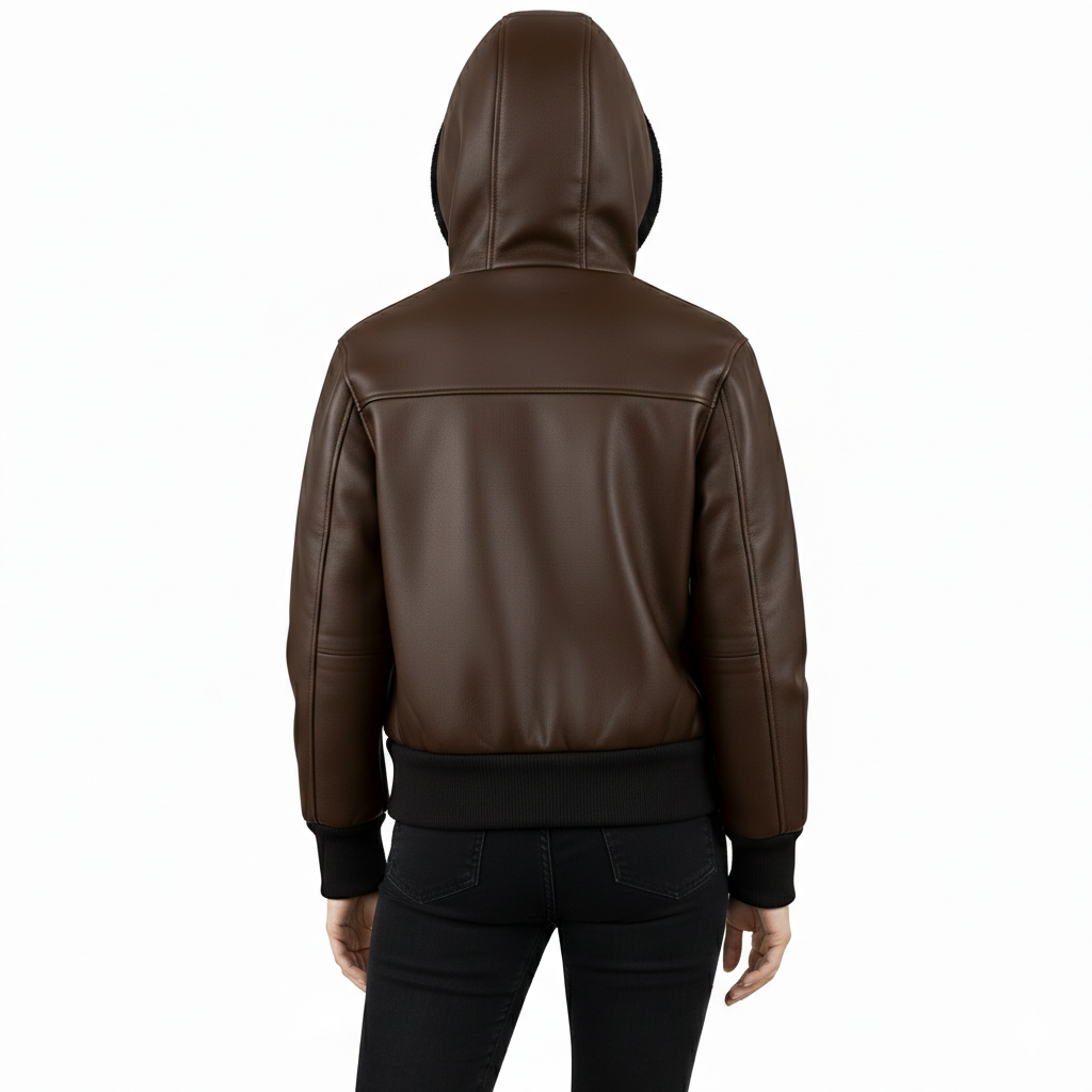 Women's Shearling-Lined hooded Leather jacket