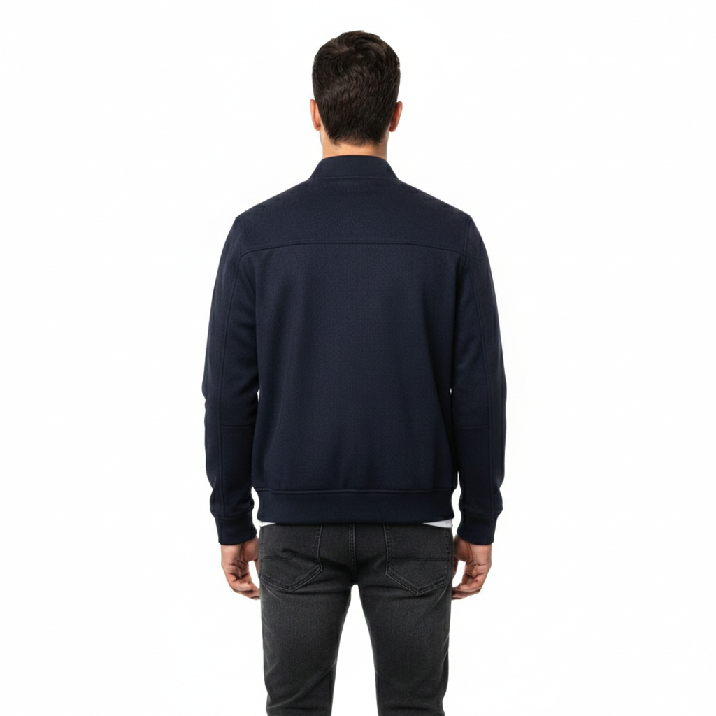 Men's Navy Suede Bomber Jacket