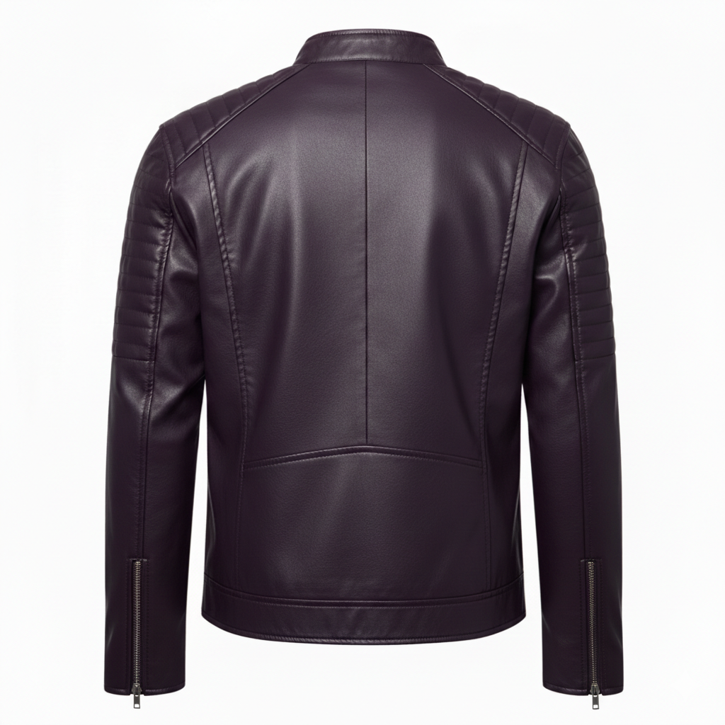 Men's Plum Cafe Racer Leather Jacket