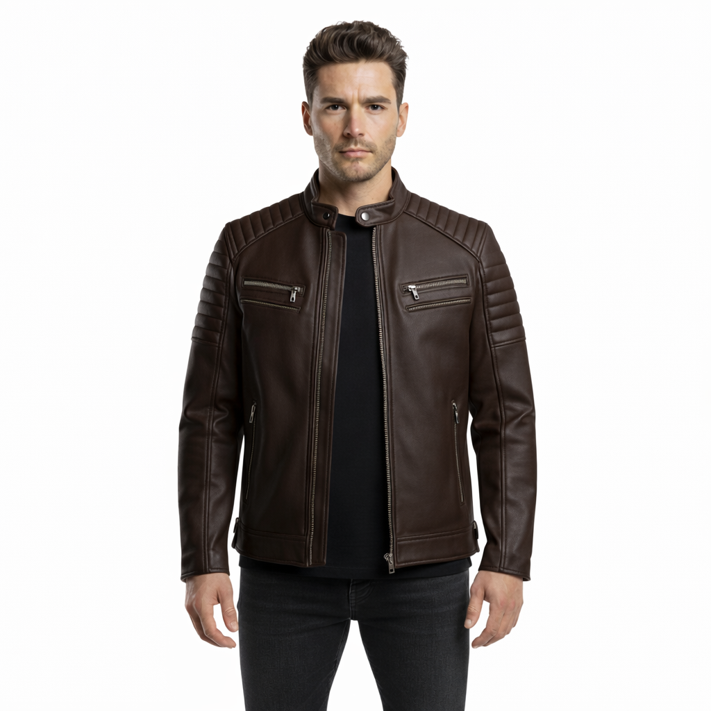 Men's Midnight Espresso Café Racer Leather Jacket