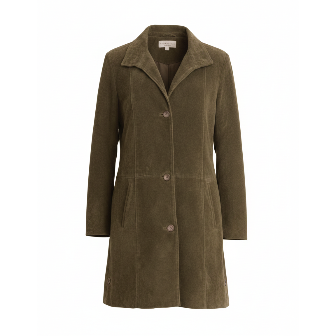 Women's Olive Suede Long Coat