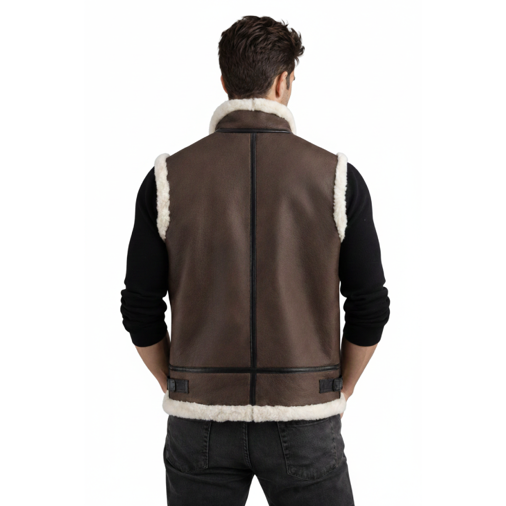 Men's Leather Shearling Vest
