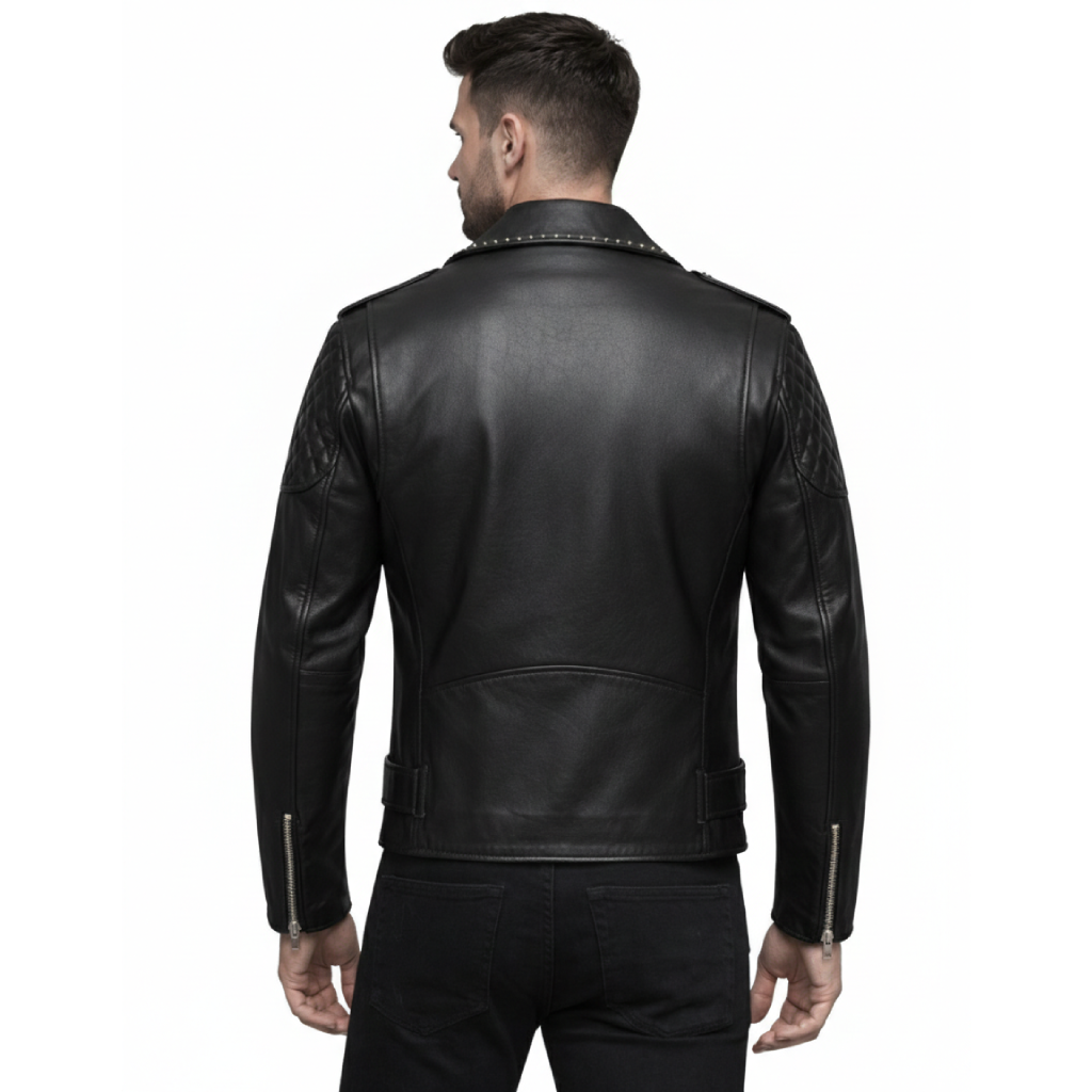 Men's Black Leather Biker Jacket