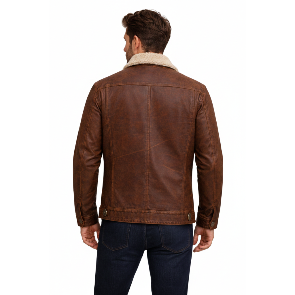 Men's Vintage Shearling Leather Field Jacket