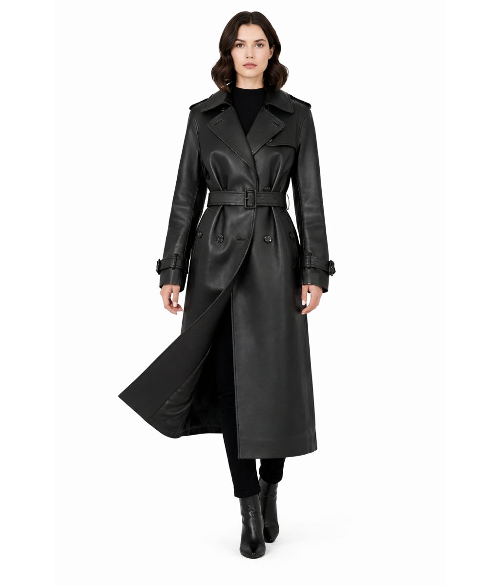 Women's Full-Length Leather Trench