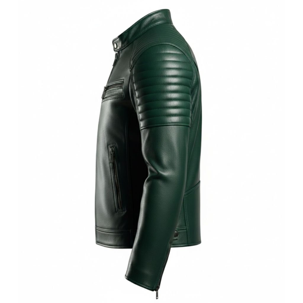 Men's Emerald Café Racer Leather Jacket
