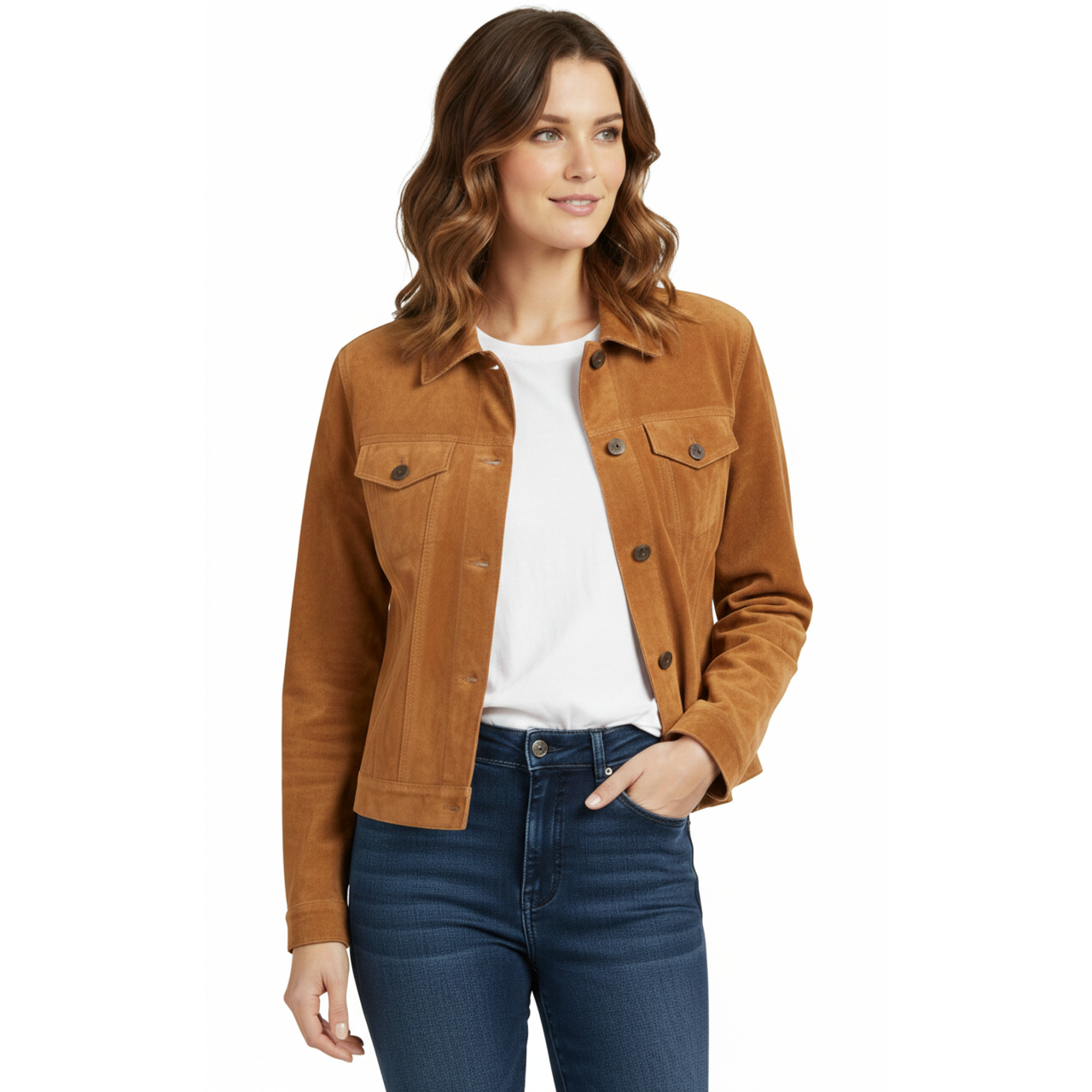 Women's Suede Trucker Jacket