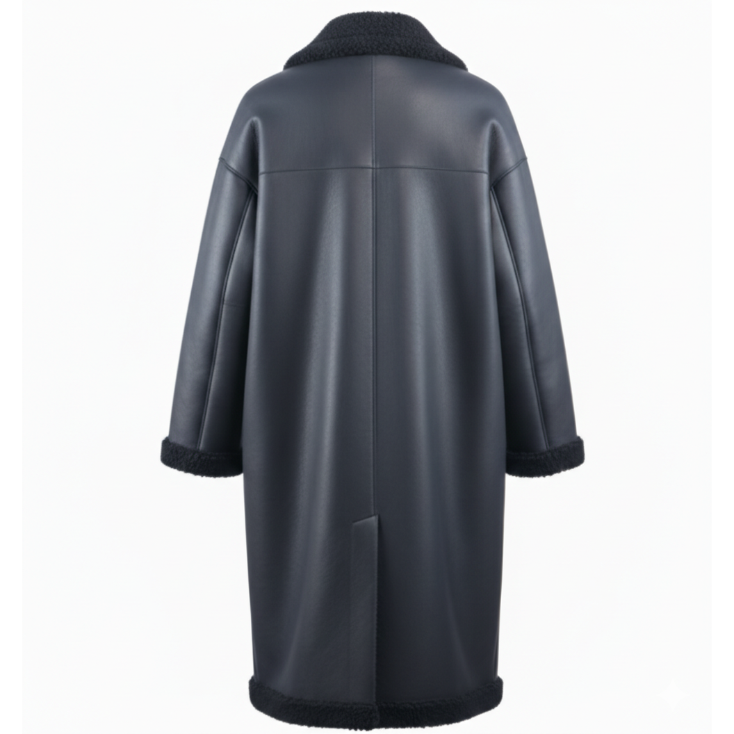 Women's Shearling-Lined Leather Overcoat