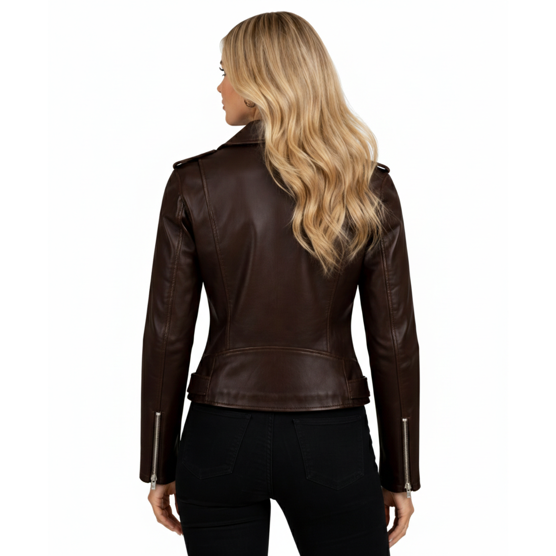 Women's Midnight Espresso Leather Biker Jacket