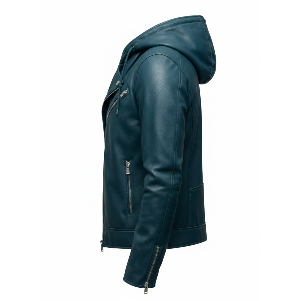 Men's Hooded Leather Moto Jacket