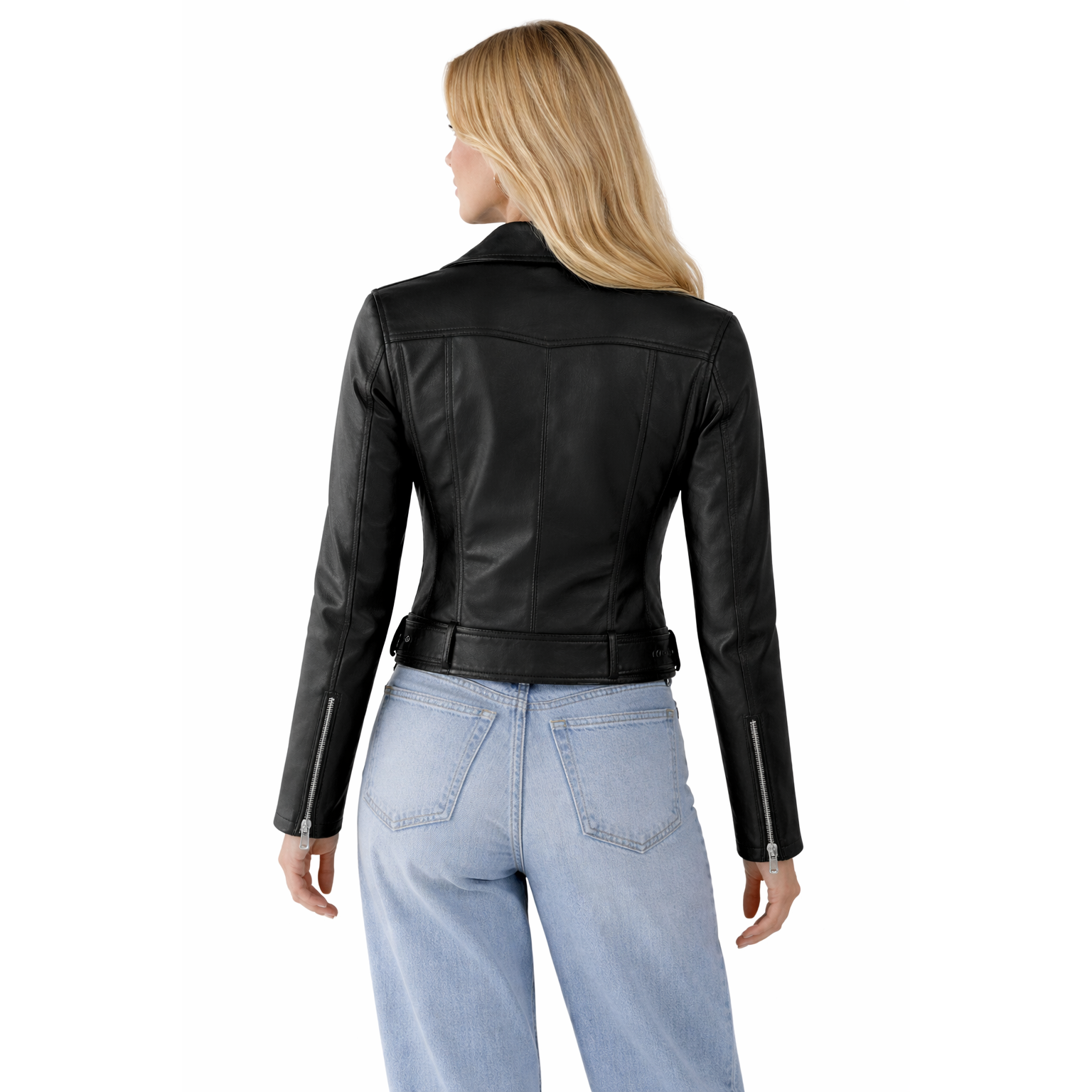 Women's Black Leather Biker Jacket