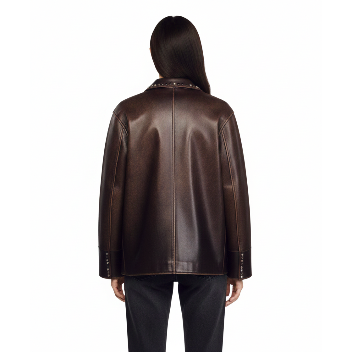 Women's Studded Leather Blazer