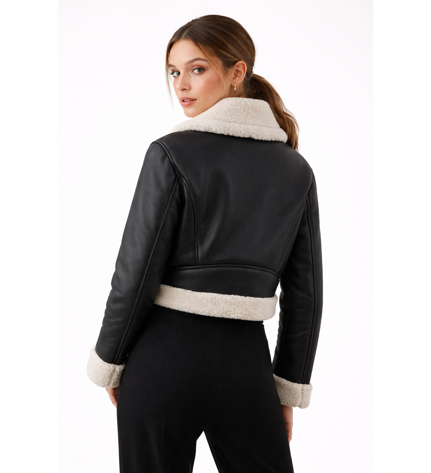 Women's Aviator Cropped Shearling Jacket