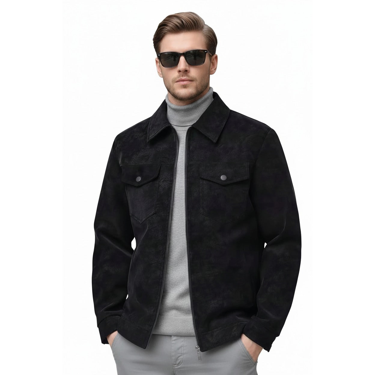 Men's Midnight Suede Trucker Jacket