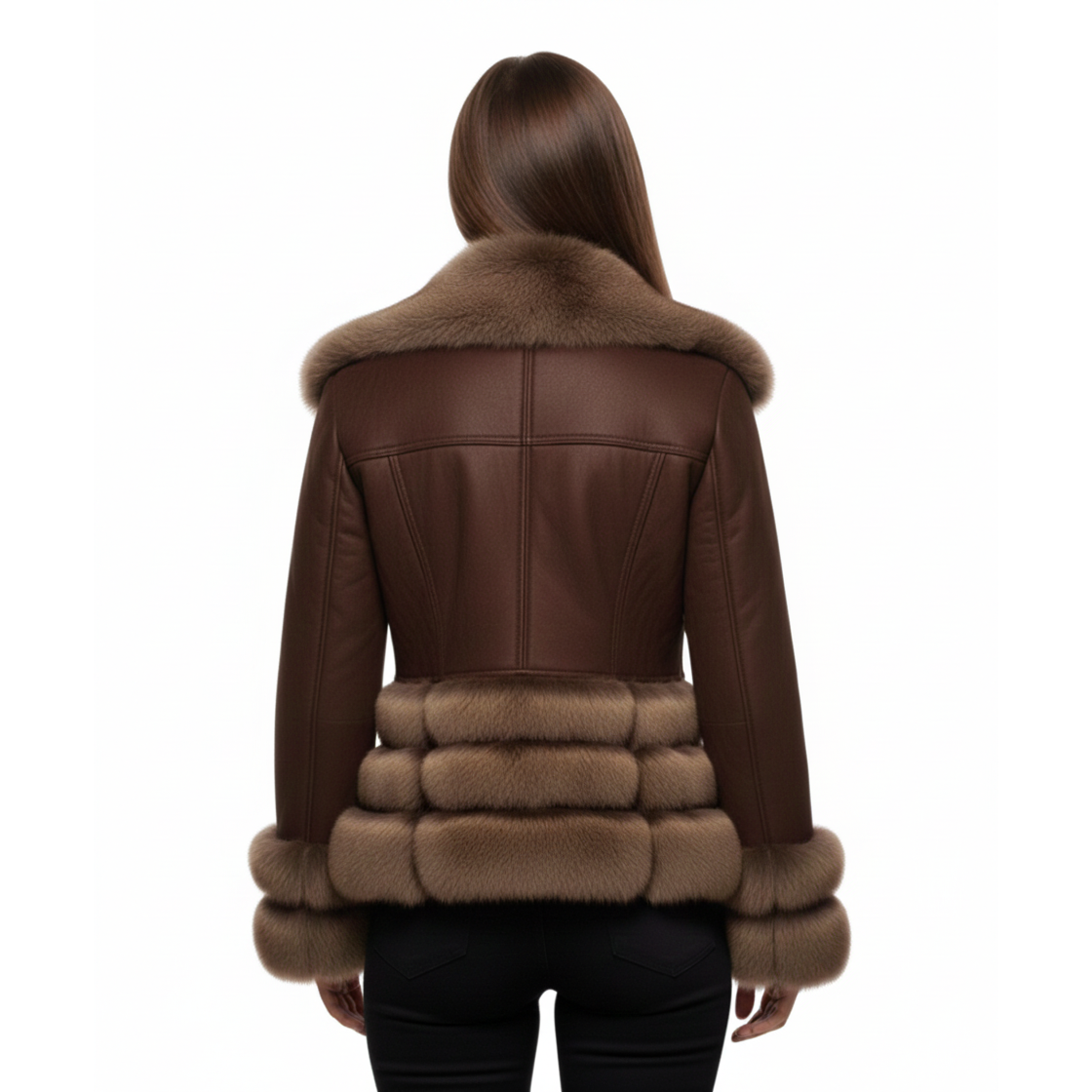 Women's Suede Fur-Trim Shearling Jacket