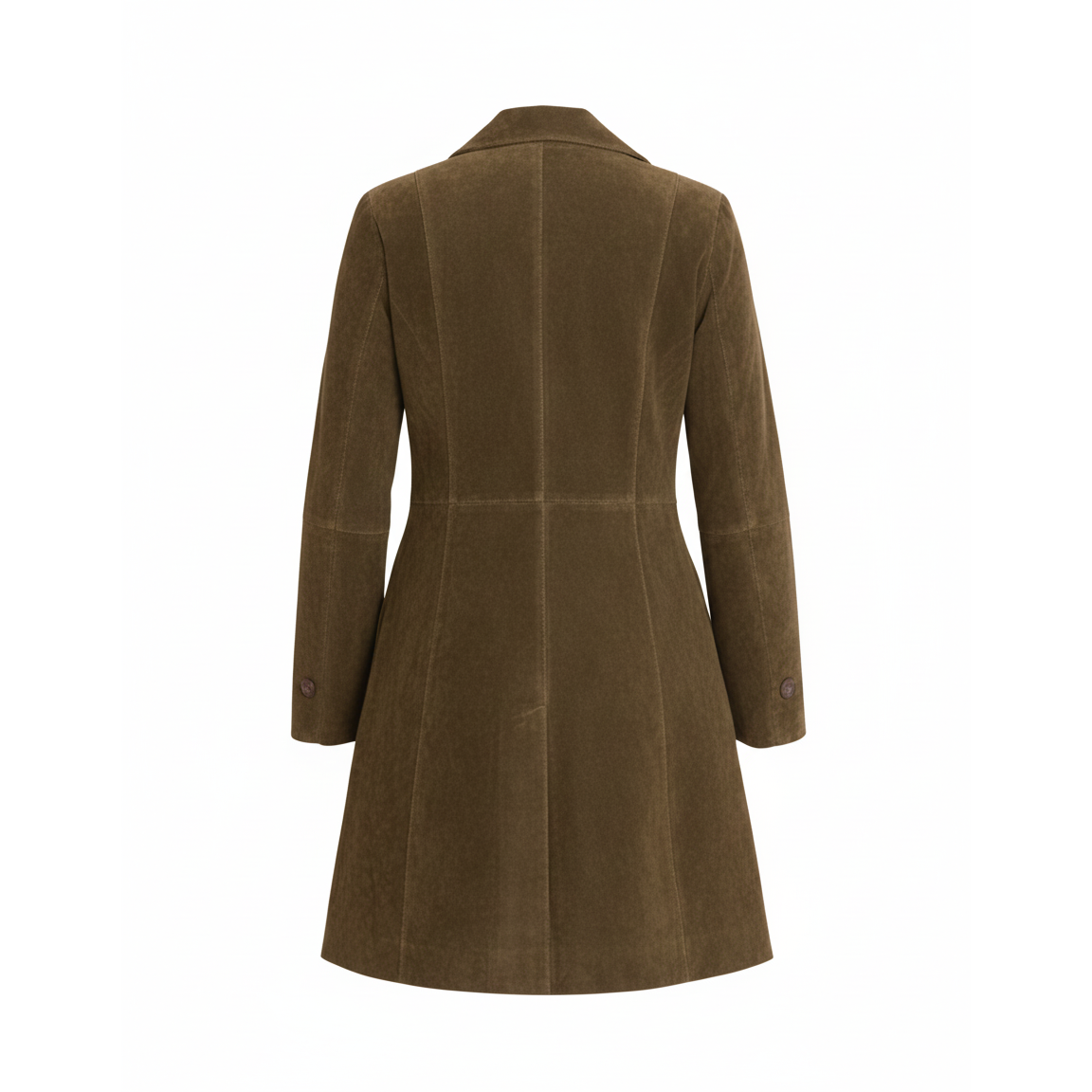 Women's Olive Suede Long Coat