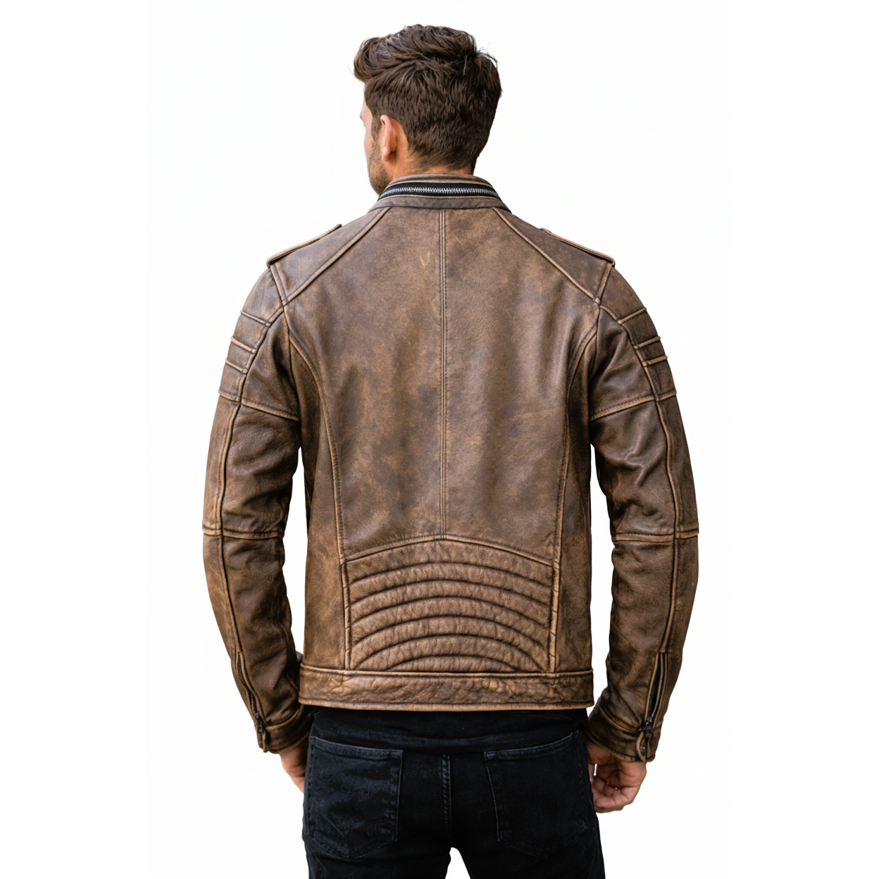 Men's Ironwood Distressed Café Racer Leather Jacket