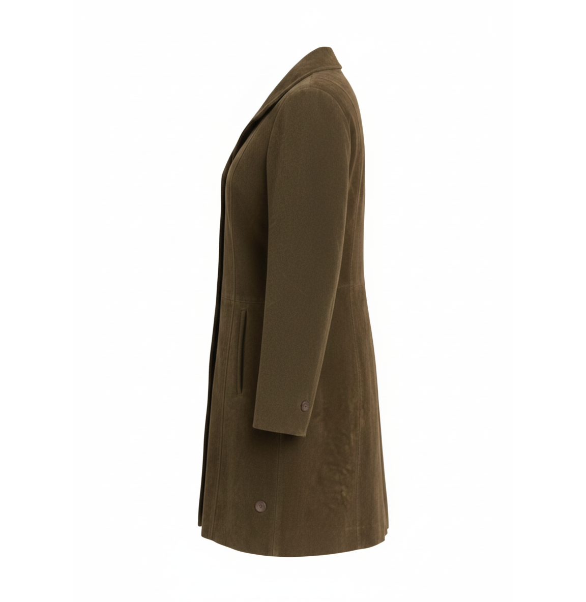 Women's Olive Suede Long Coat