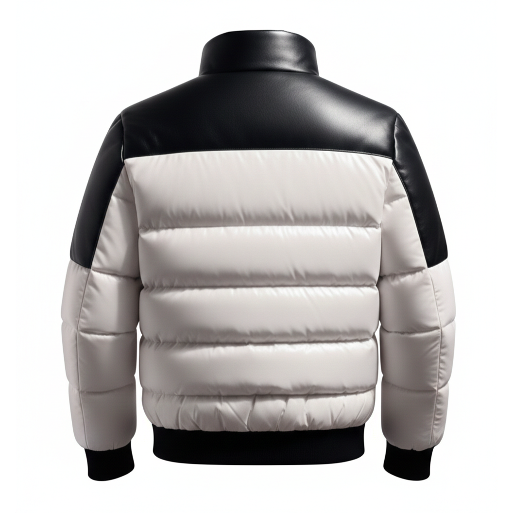 Men's Leather Puffer Jacket