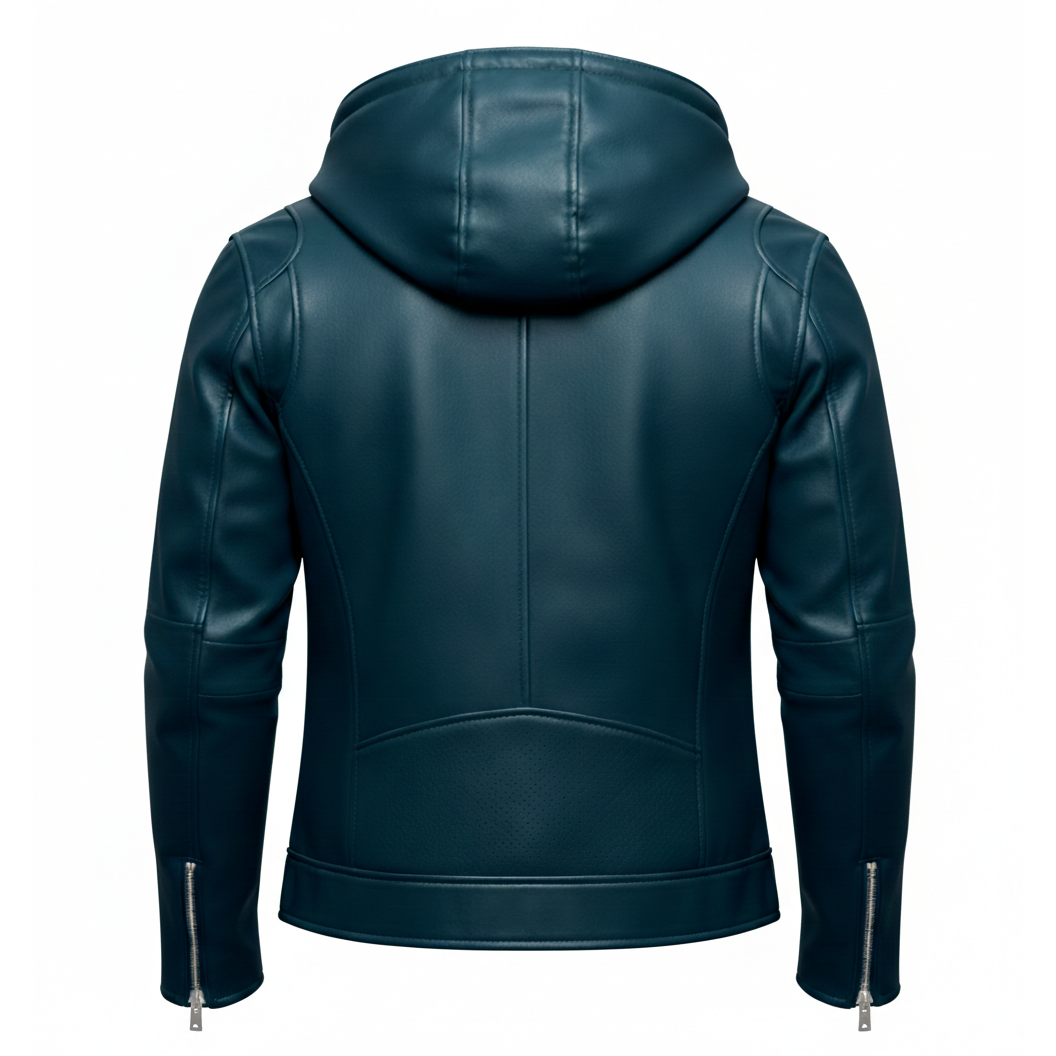 Men's Hooded Leather Moto Jacket
