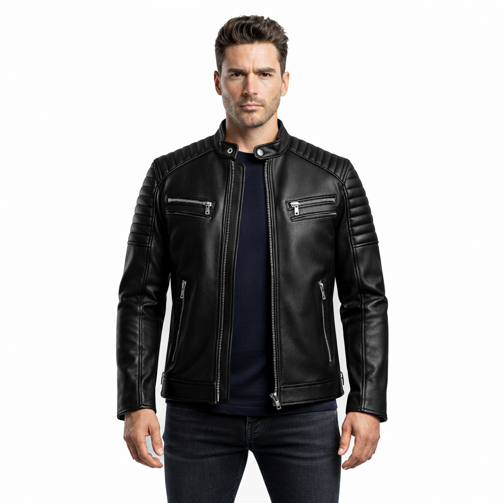 Men's Black Café Racer Leather Jacket