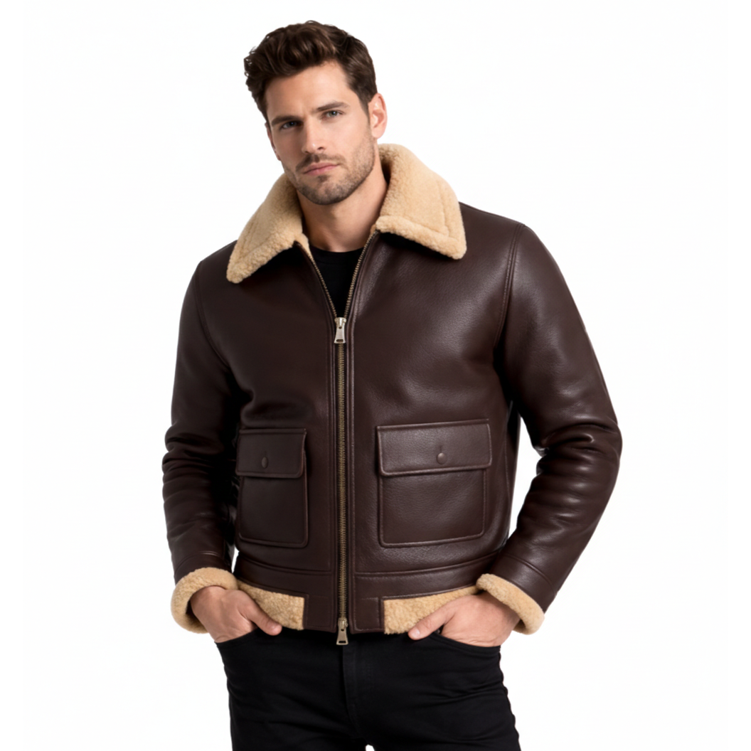 Men's Leather Aviator Jacket
